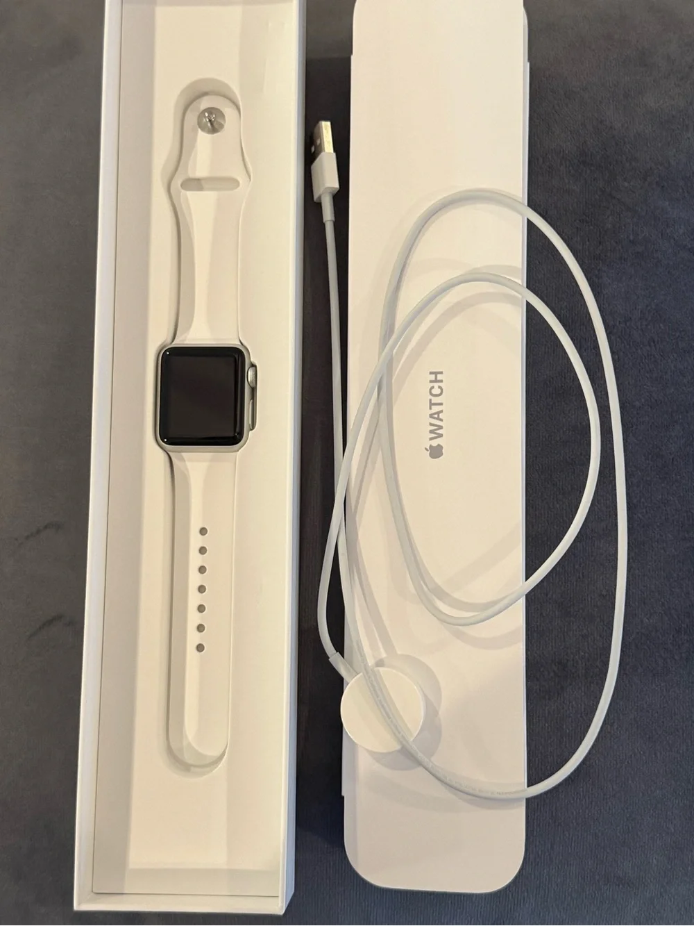 Series 1 Apple Smartwatch with White Sport Band and Silver Case- 38mm